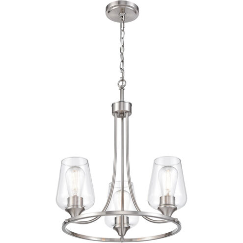 Ashford 3 Light 18 inch Brushed Nickel Chandelier Ceiling Light